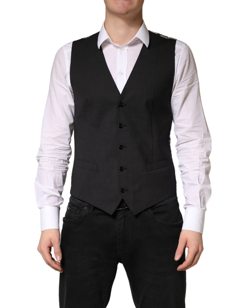 Dolce & Gabbana Black Wool Dress Waistcoat for Men