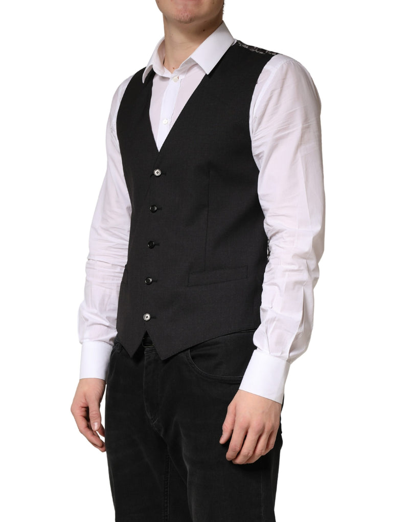Dolce & Gabbana Black Wool Dress Waistcoat for Men