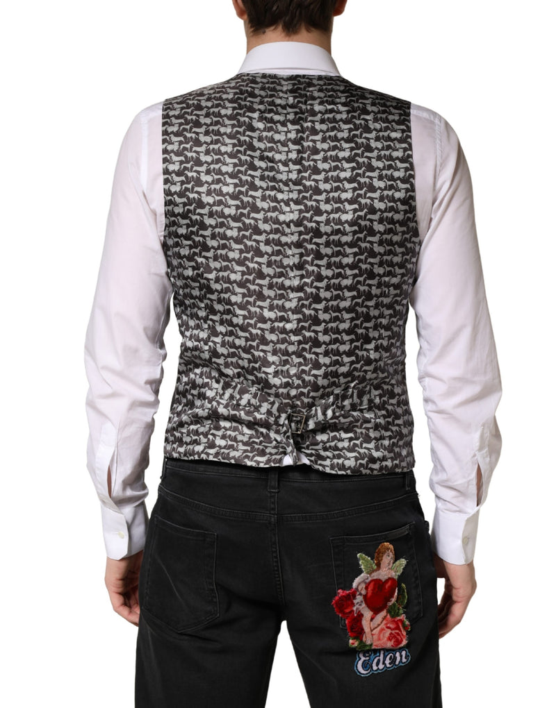 Dolce & Gabbana Black Wool Dress Waistcoat for Men