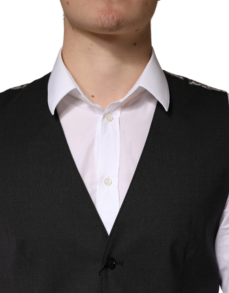 Dolce & Gabbana Black Wool Dress Waistcoat for Men
