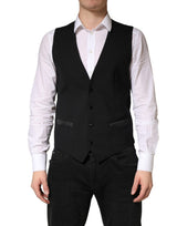 Dolce & Gabbana Black Wool Dress Waistcoat for Men