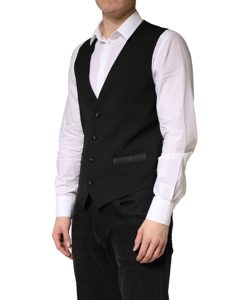 Dolce & Gabbana Black Wool Dress Waistcoat for Men