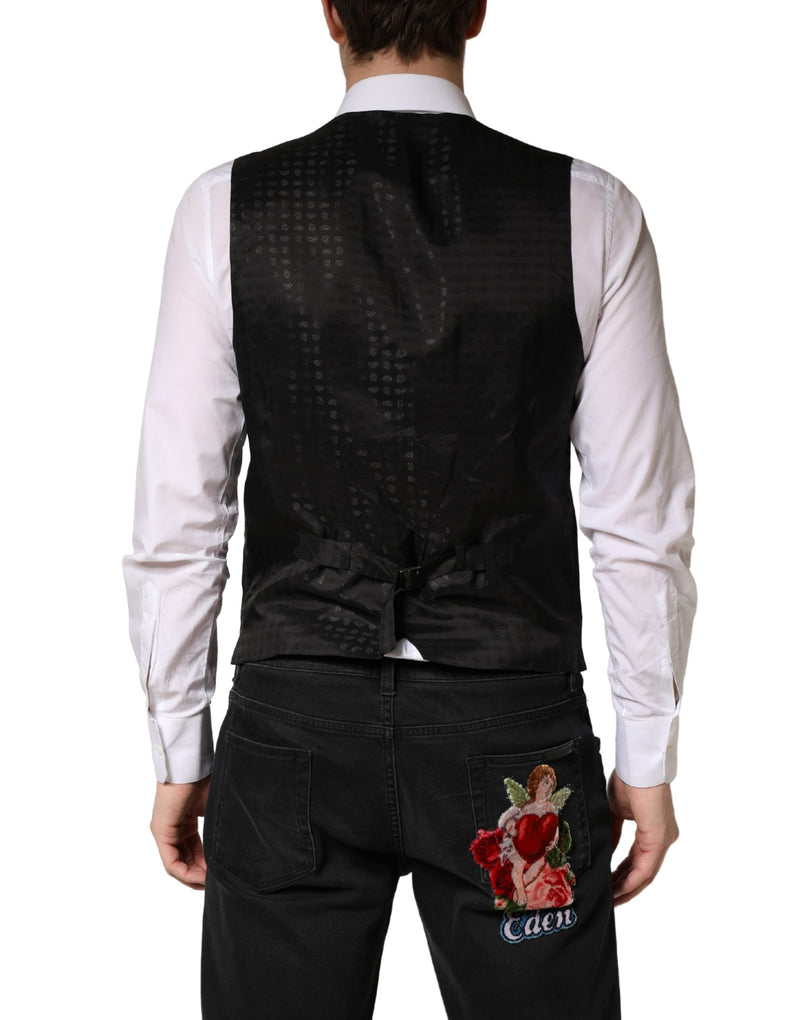 Dolce & Gabbana Black Wool Dress Waistcoat for Men