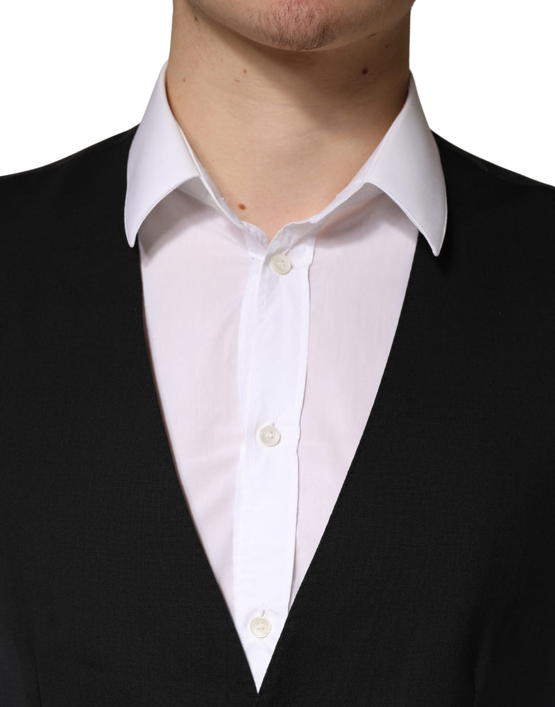 Dolce & Gabbana Black Wool Dress Waistcoat for Men
