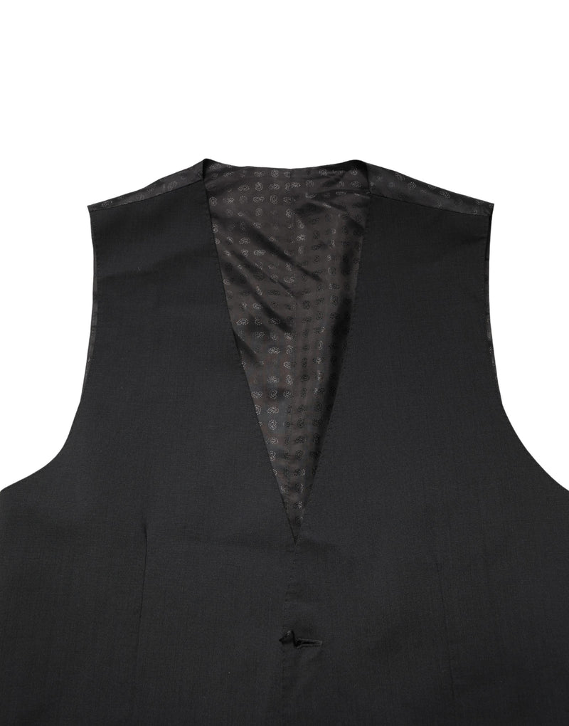 Dolce & Gabbana Black Wool Dress Waistcoat for Men