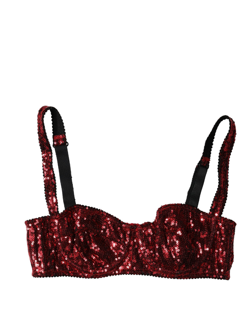 Dolce & Gabbana Red Sequined Balconette Bra for Women
