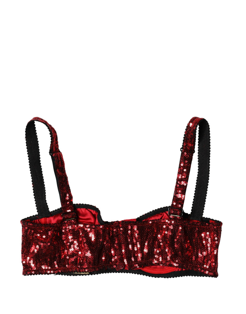 Dolce & Gabbana Red Sequined Balconette Bra for Women