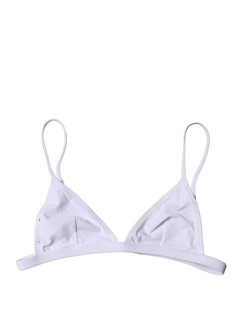 Dolce & Gabbana White Nylon Triangle Bikini Top