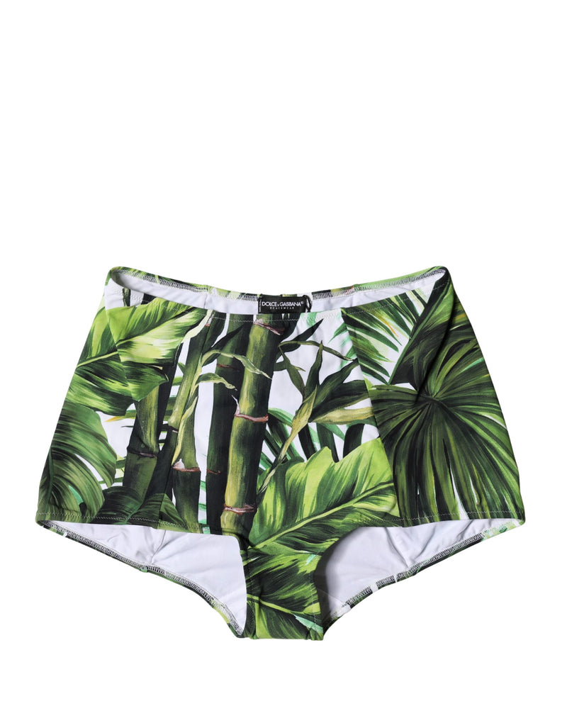 Dolce & Gabbana Green Leaf Print High-Waisted Girdle Panties