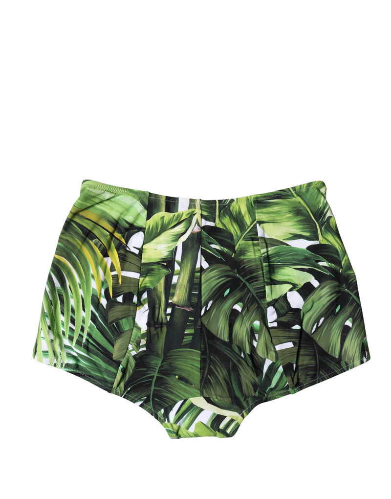 Dolce & Gabbana Green Leaf Print High-Waisted Girdle Panties