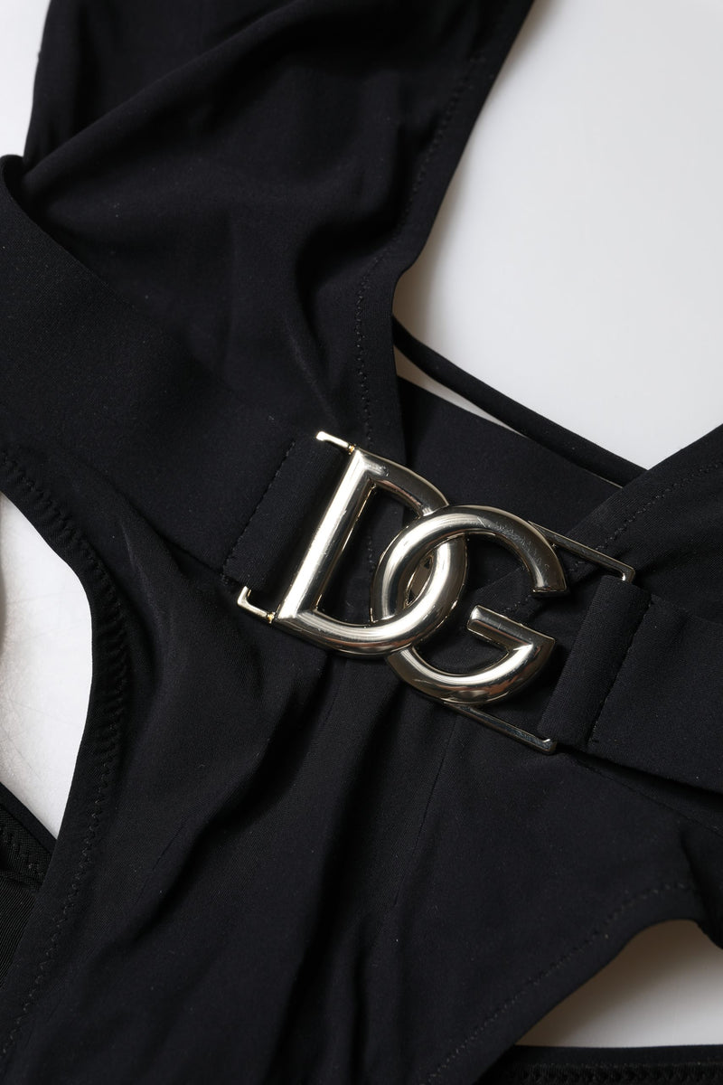 Dolce & Gabbana Black DG Nylon One-Piece Swimsuit