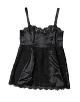 Dolce & Gabbana Black Silk Lace Trim Lingerie Top