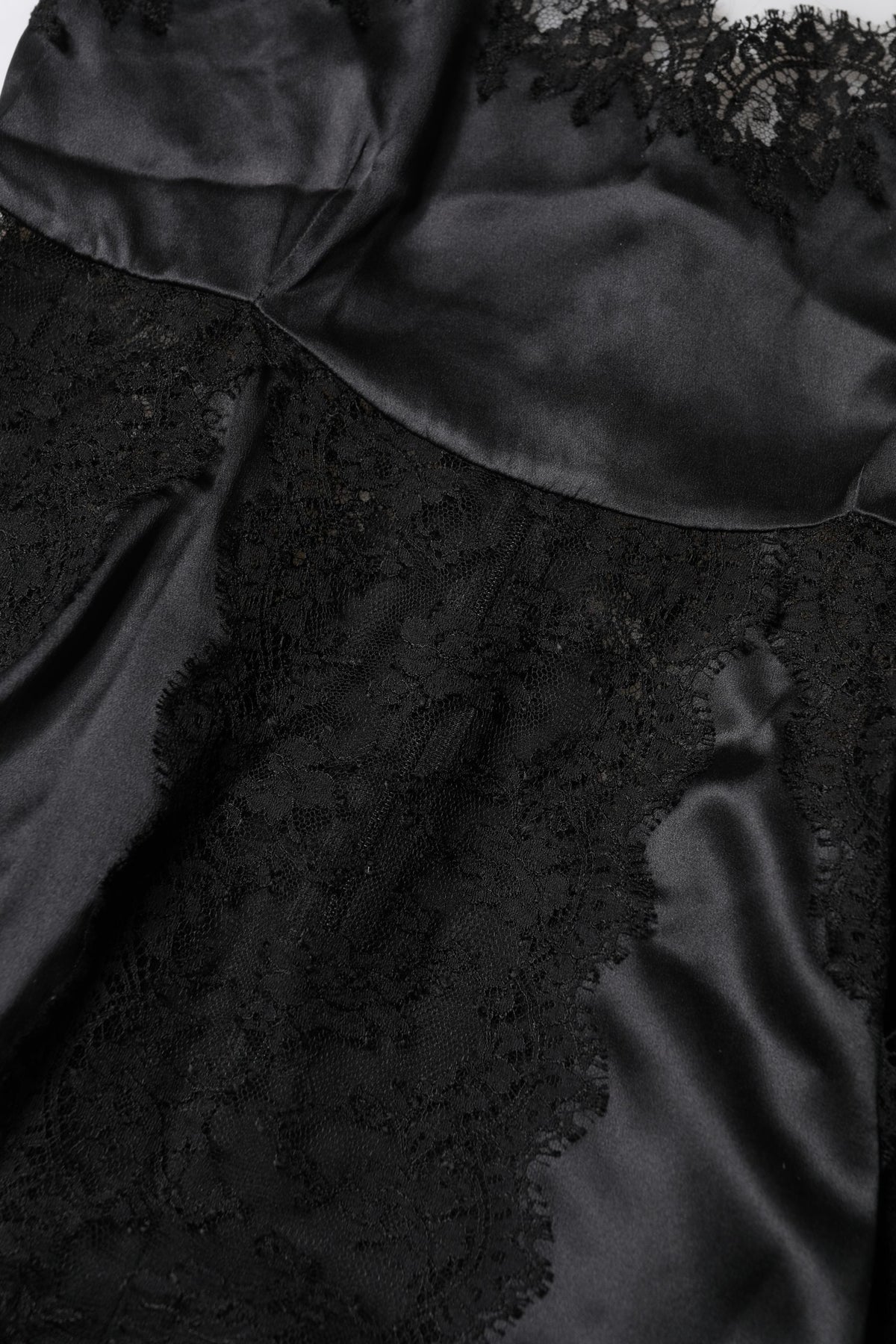 Dolce & Gabbana Black Silk Lace Trim Lingerie Top