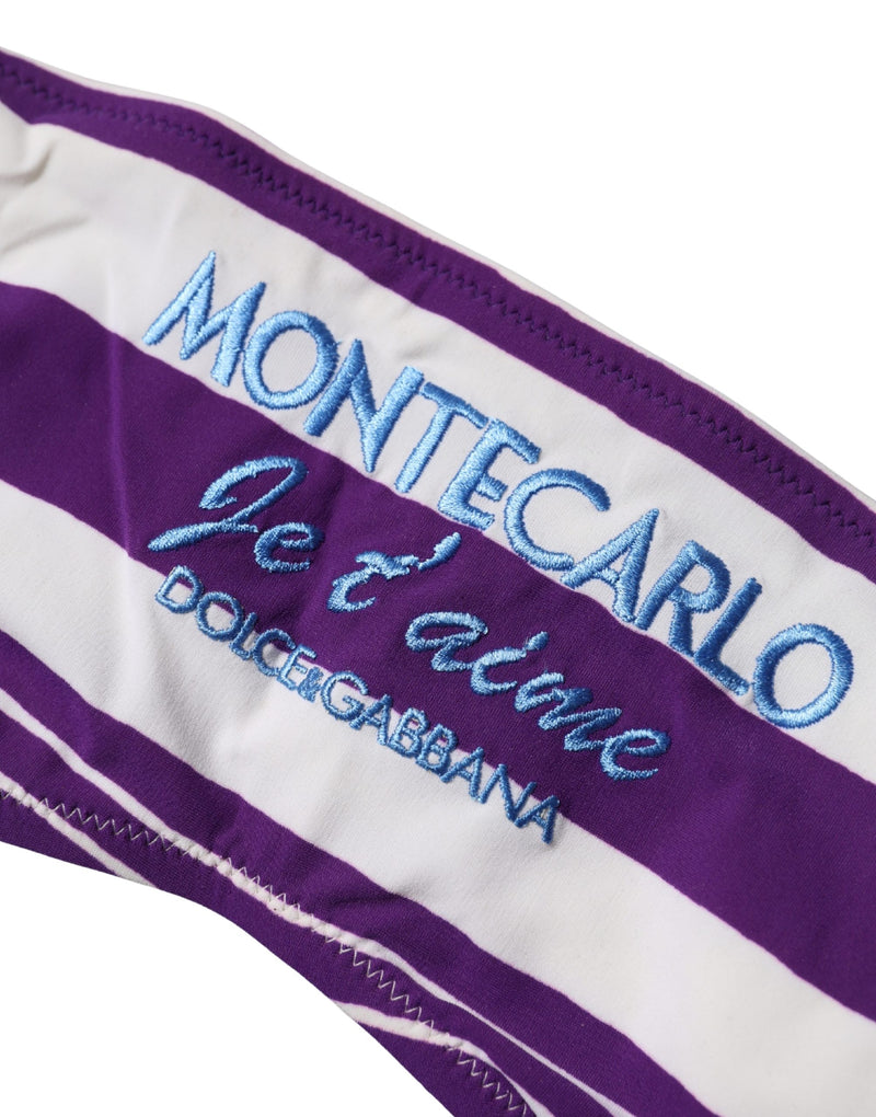 Dolce & Gabbana Purple White Stripes Bandeau Swimwear