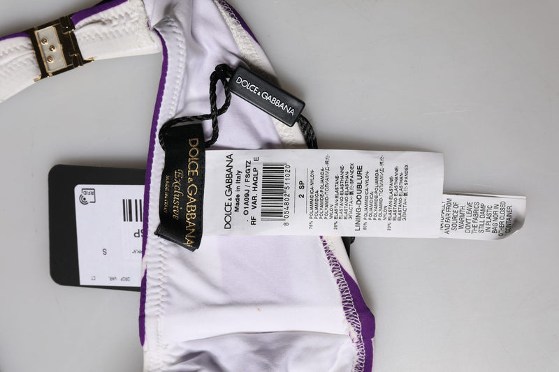 Dolce & Gabbana Purple White Stripes Bandeau Swimwear