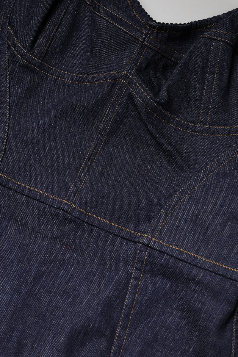 Dolce & Gabbana Dark Blue Cotton Denim Sheath Midi Dress