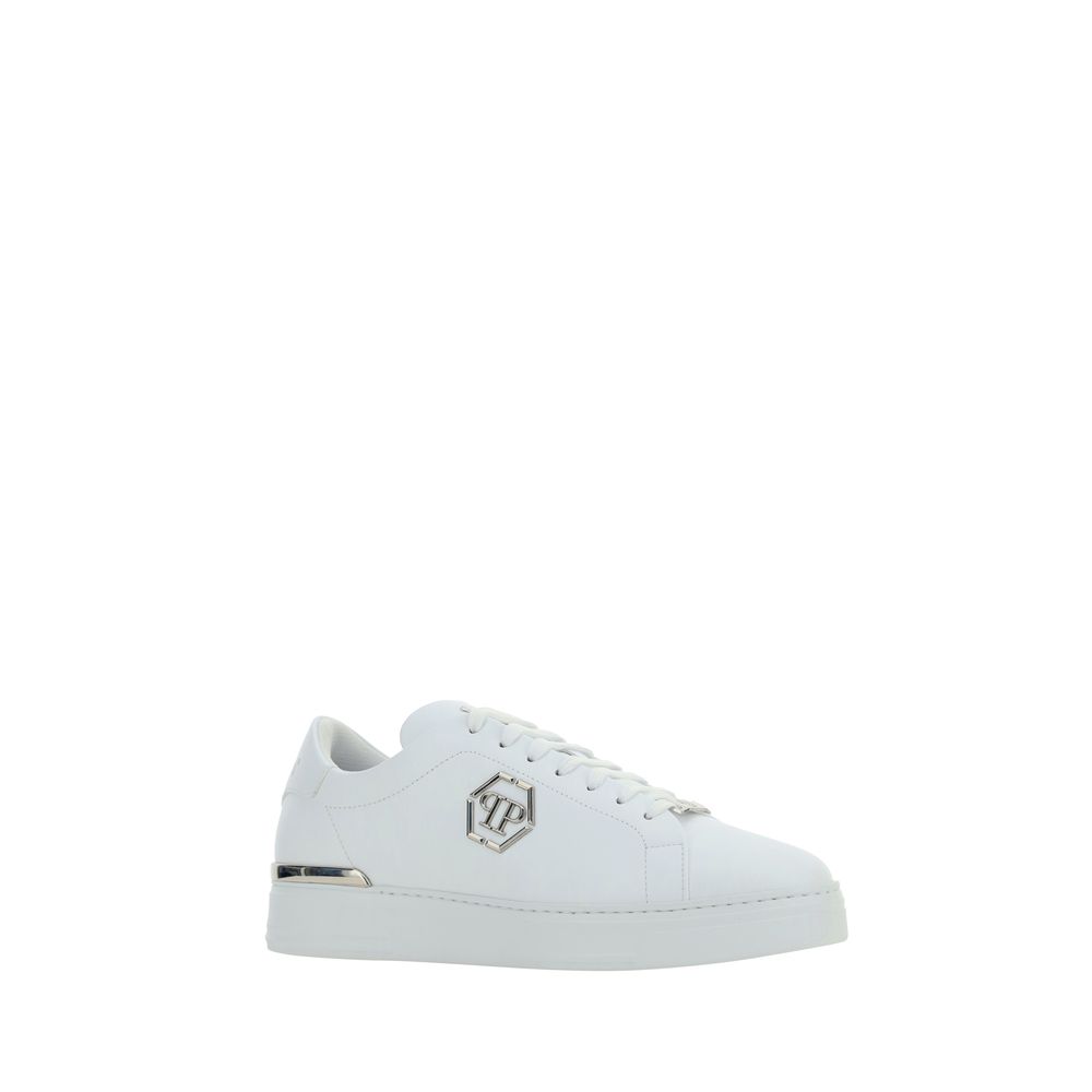 Philipp Plein White Leather Low Top Sneakers for Men