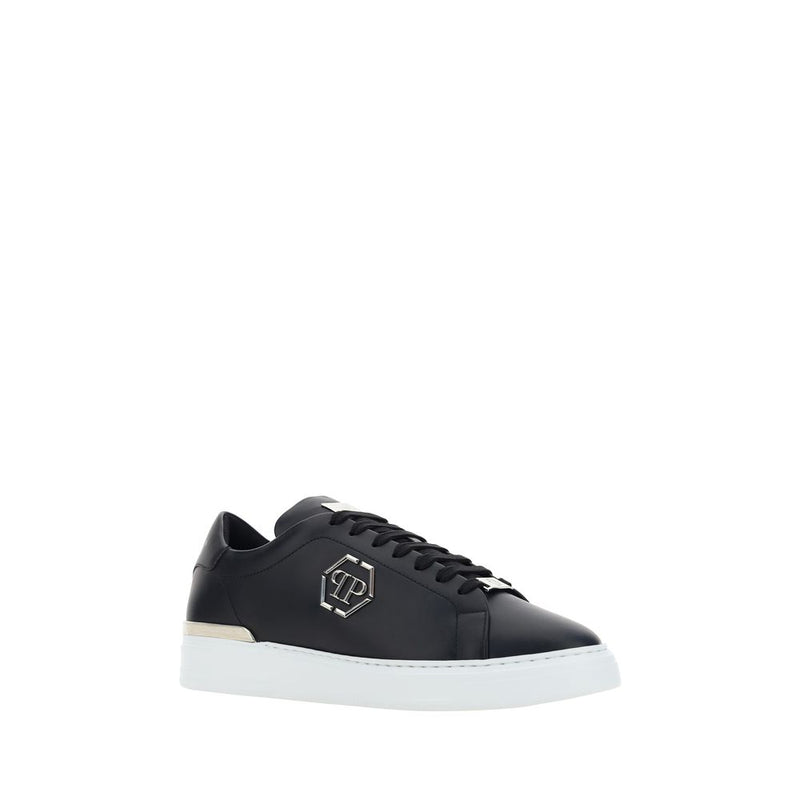Philipp Plein Calfskin Hexagon Black Low Top Sneakers for Men