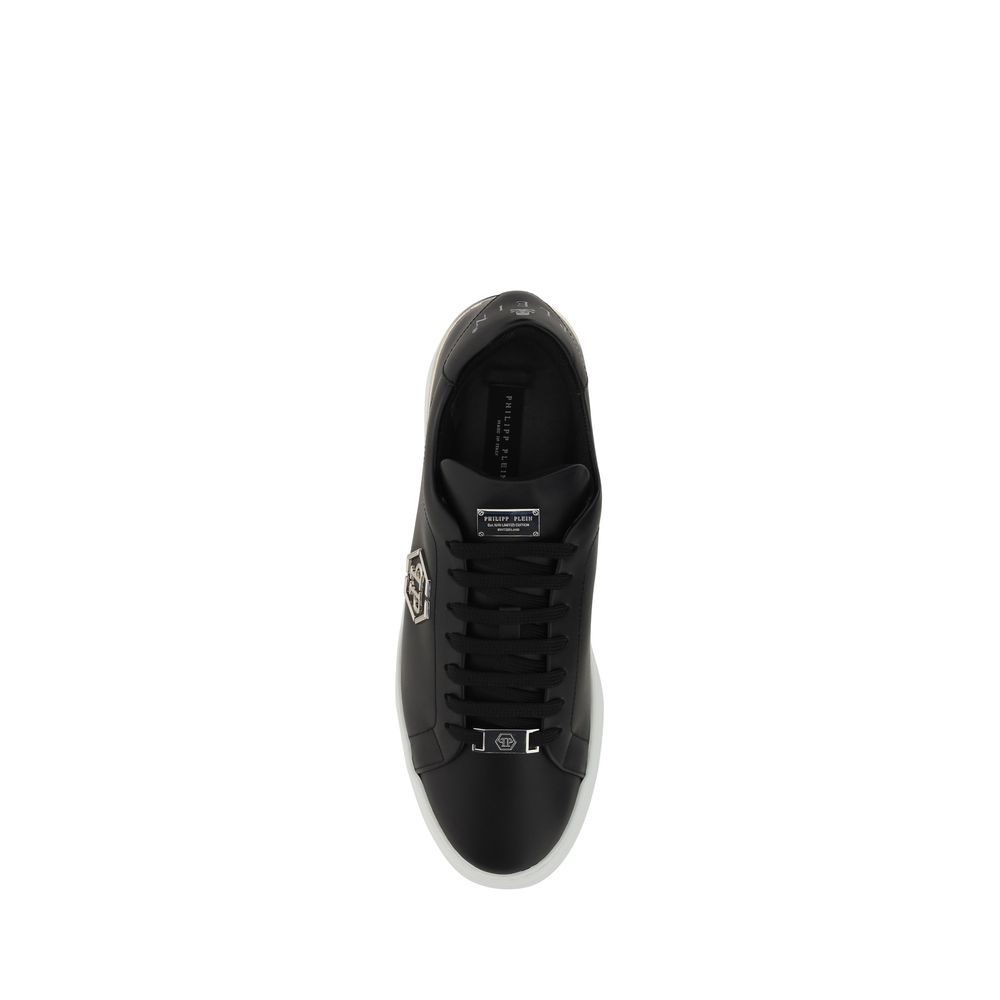 Philipp Plein Calfskin Hexagon Black Low Top Sneakers for Men