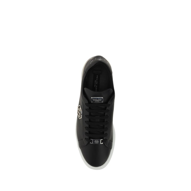 Philipp Plein Calfskin Hexagon Black Low Top Sneakers for Men