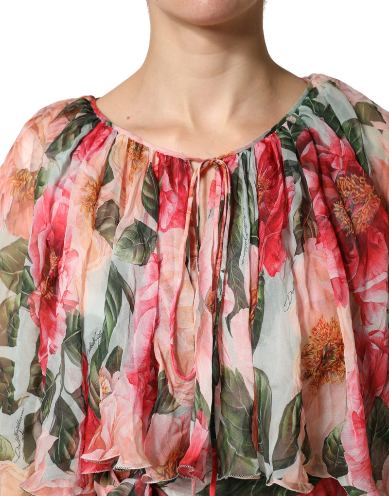 Dolce & Gabbana Multicolor Floral Silk Layered Maxi Dress