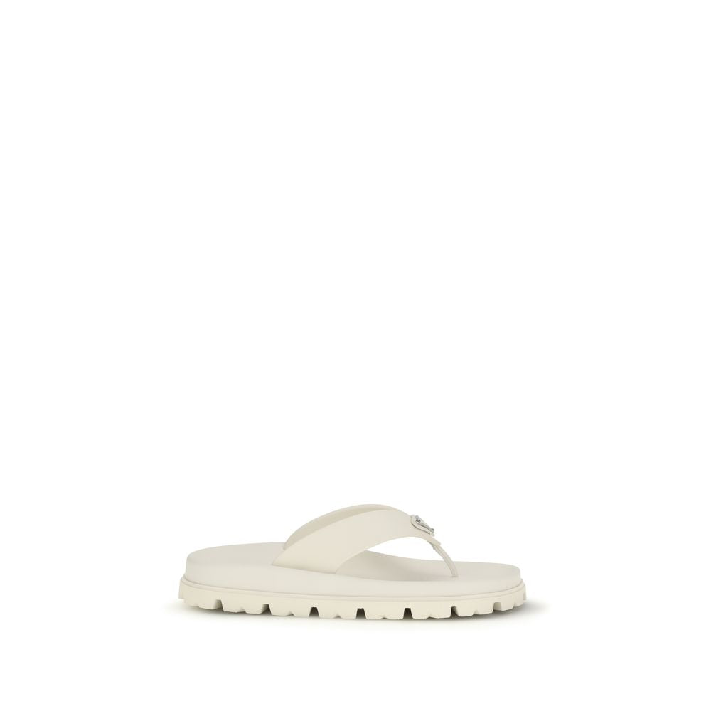 Prada White Rubber Flip-Flop Sandals