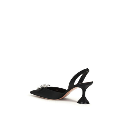 Amina Muaddi Black Silk Pumps