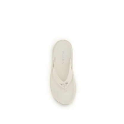 Prada White Rubber Flip-Flop Sandals