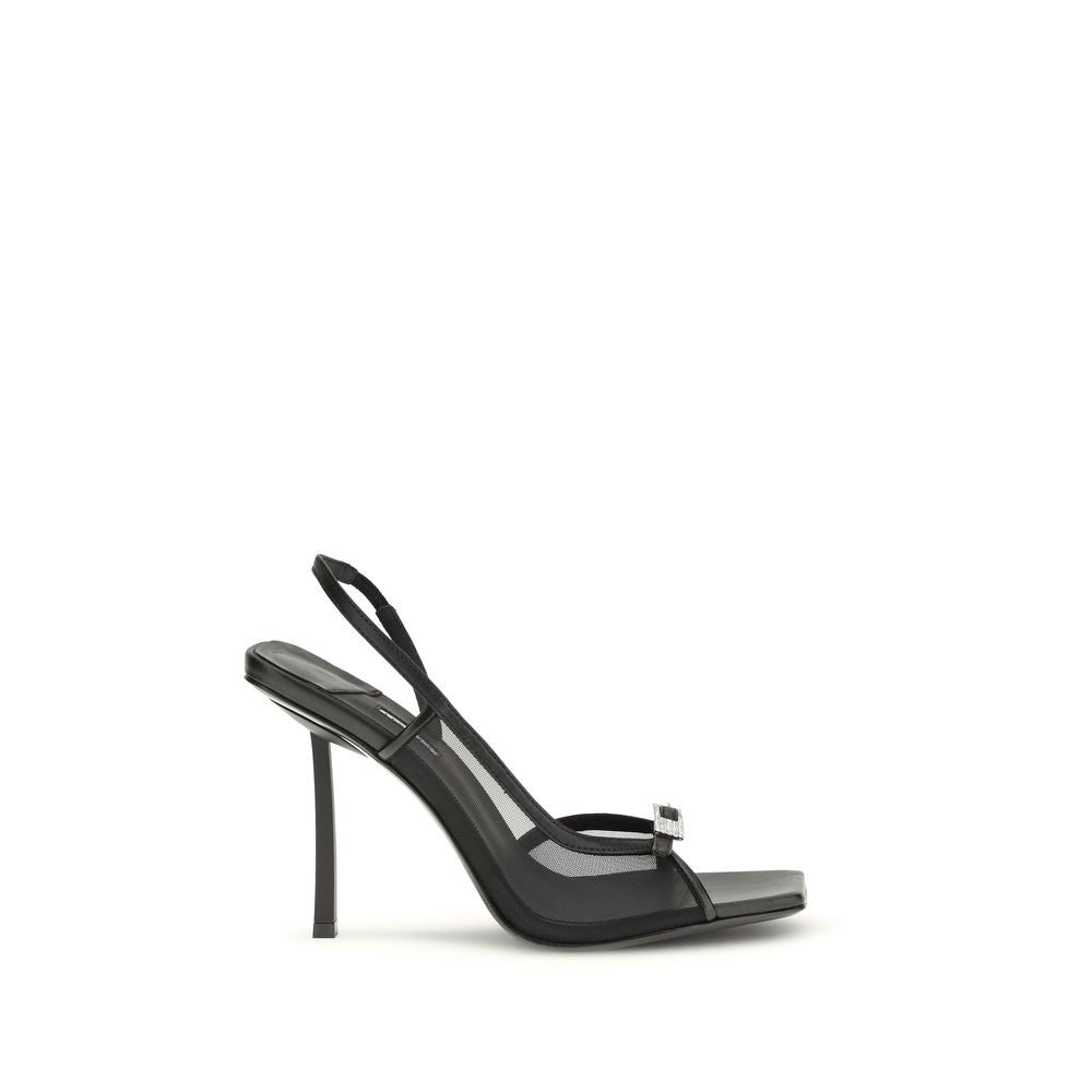LE SILLA Vittoria Black Calf Leather Stiletto Heel Sandals