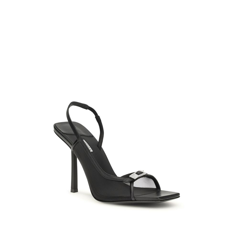 LE SILLA Vittoria Black Calf Leather Stiletto Heel Sandals