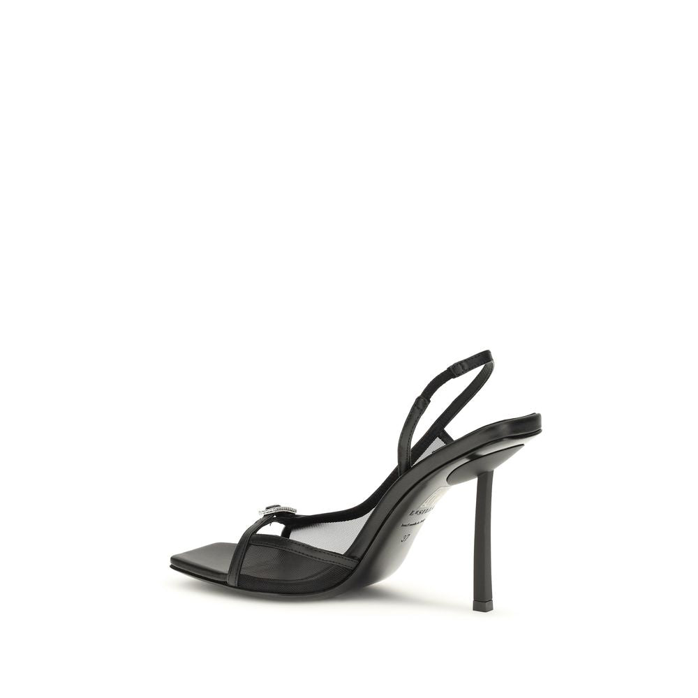 LE SILLA Vittoria Black Calf Leather Stiletto Heel Sandals
