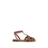 Sandales Studdy en Cuir de Chèvre Marron pour Femmes - Valentino Garavani