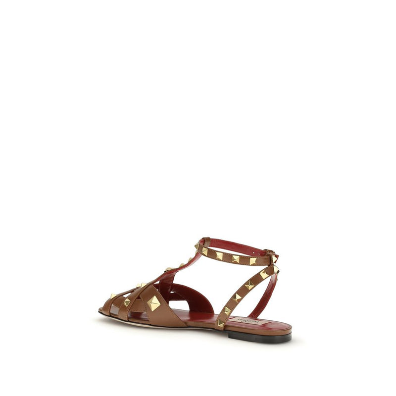 Valentino Garavani Brown Goatskin Studdy Sandals for Women