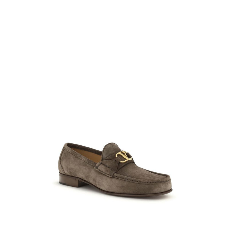 Valentino Garavani Brown Calf Leather VLogo Signature Loafers