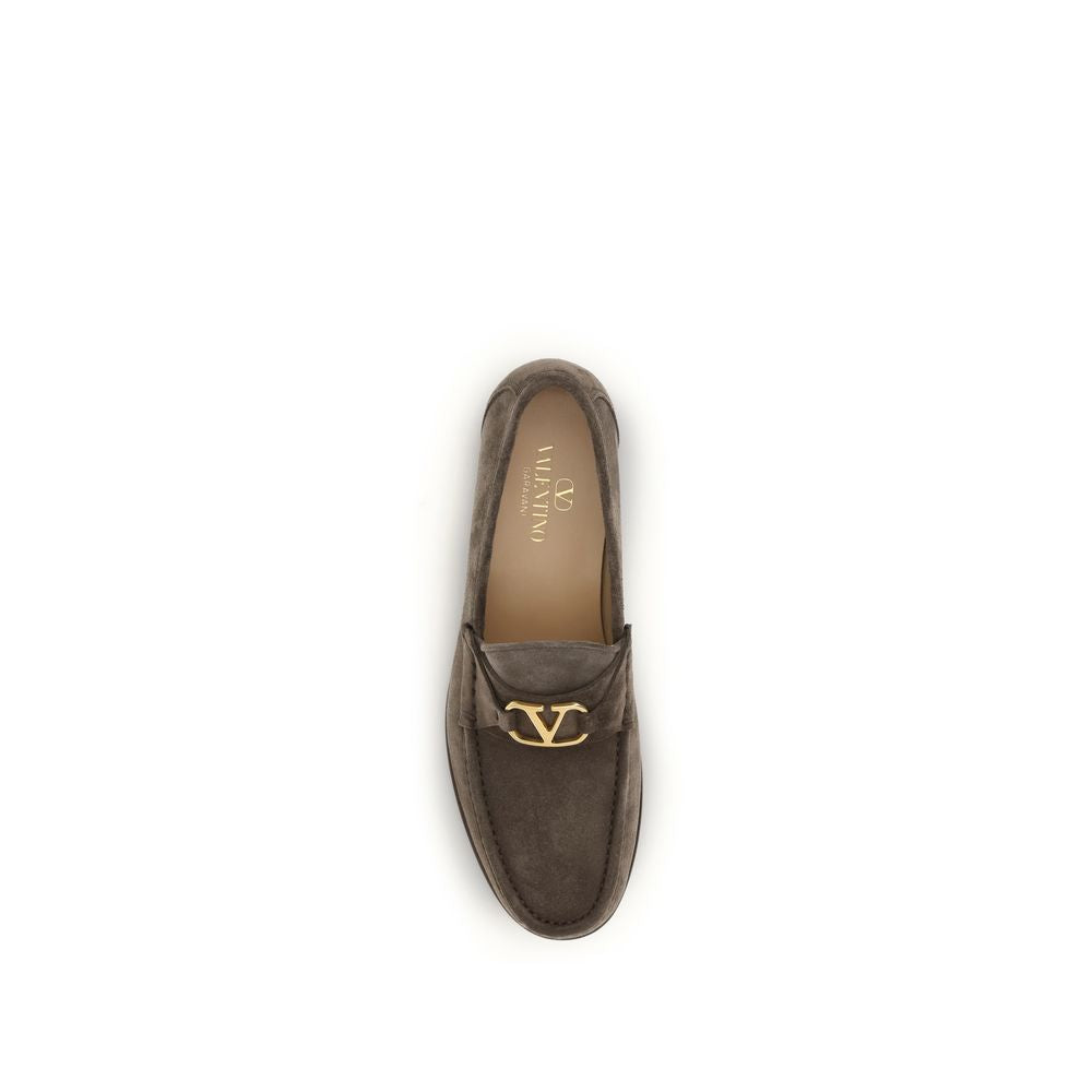 Valentino Garavani Brown Calf Leather VLogo Signature Loafers