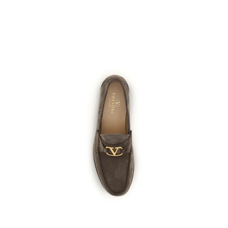 Valentino Garavani Brown Calf Leather VLogo Signature Loafers