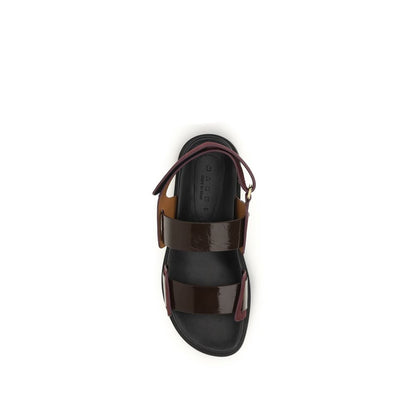 Marni Black Calf Leather Bos Taurus Strap-On Sandals