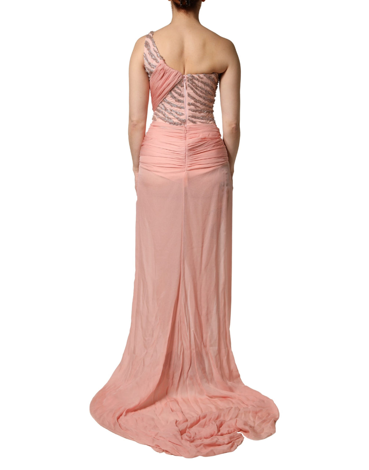 Robe Maxi Rose Embellie à Épaule Dénudée Dolce & Gabbana