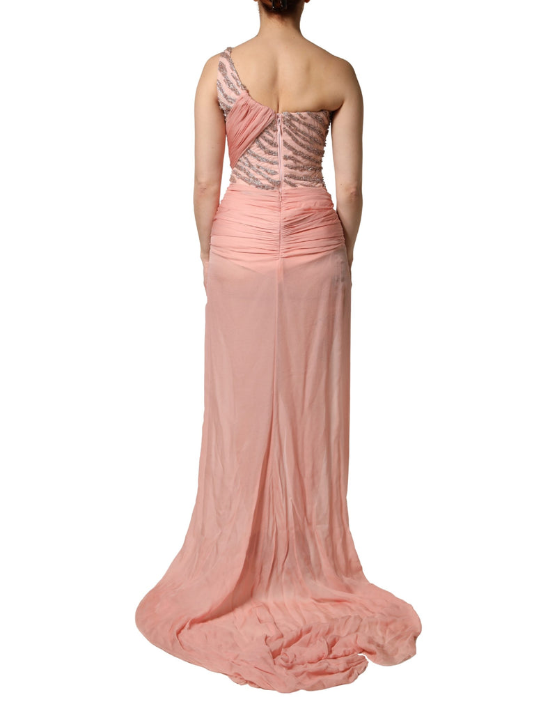Robe Maxi Rose Embellie à Épaule Dénudée Dolce & Gabbana