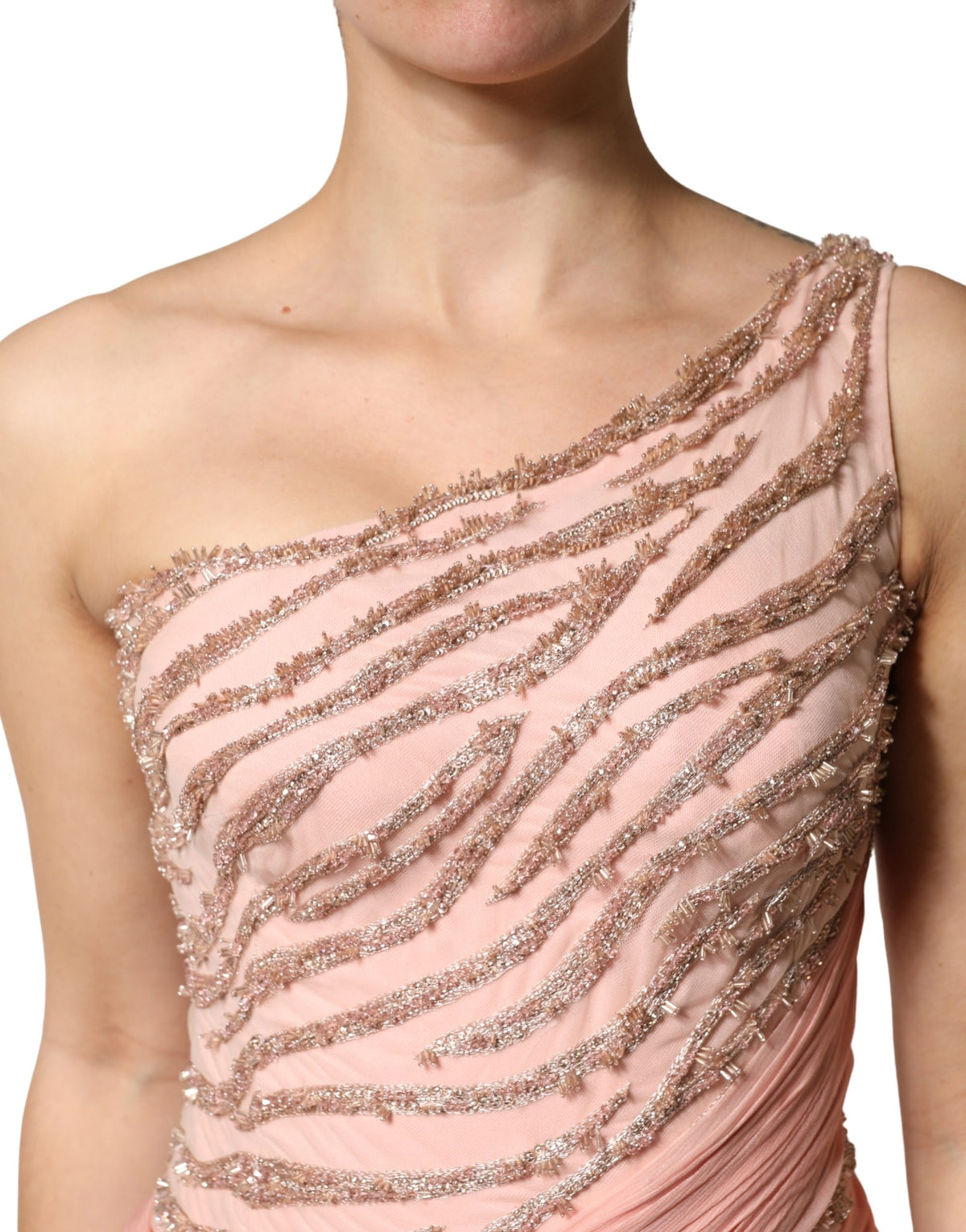 Robe Maxi Rose Embellie à Épaule Dénudée Dolce & Gabbana