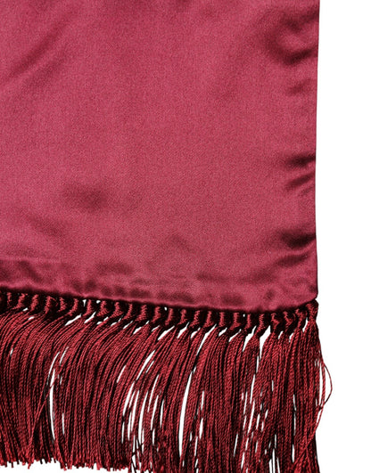 Foulard Dolce &amp; Gabbana rouge en satin de soie à franges pour homme, 137,5 cm x 14,5 cm