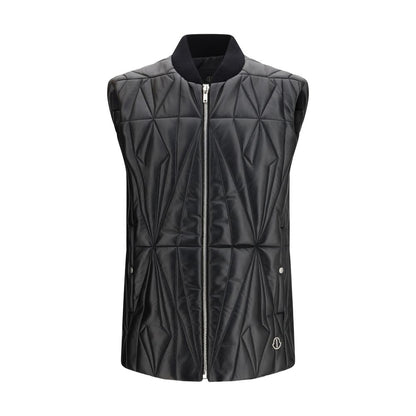 Moncler x Rick Owens Zwarte Lamsvacht Ovis Aries Aries Mouwloos Jack