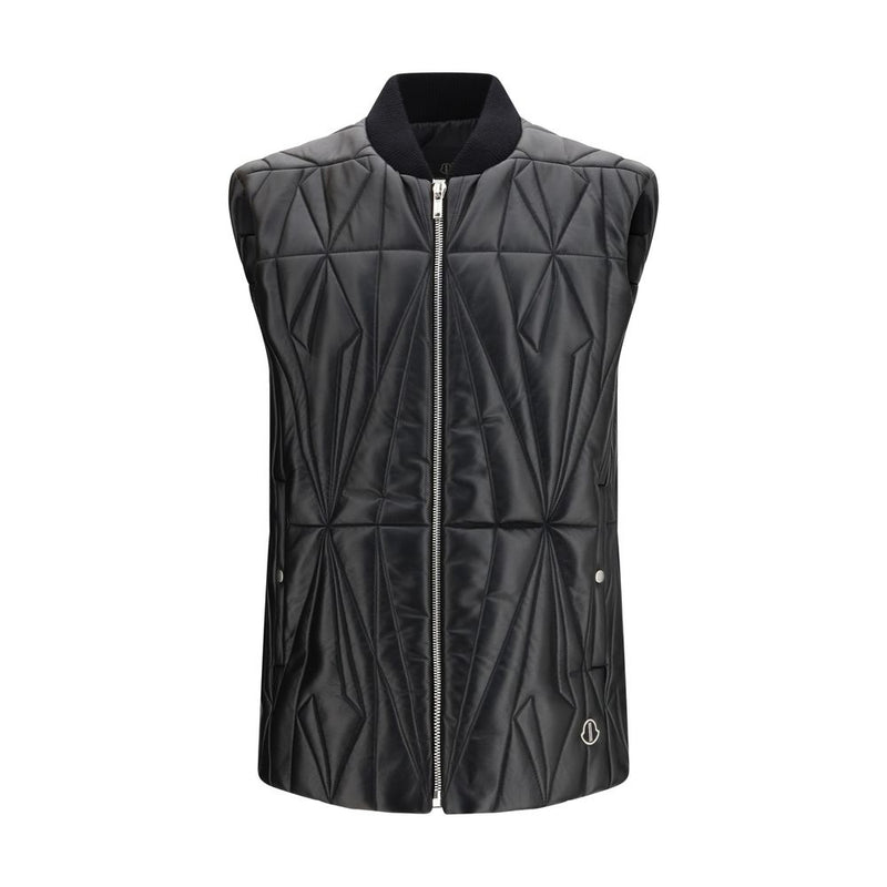 Moncler x Rick Owens Zwarte Lamsvacht Ovis Aries Aries Mouwloos Jack