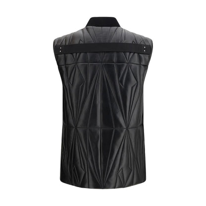 Moncler x Rick Owens Zwarte Lamsvacht Ovis Aries Aries Mouwloos Jack