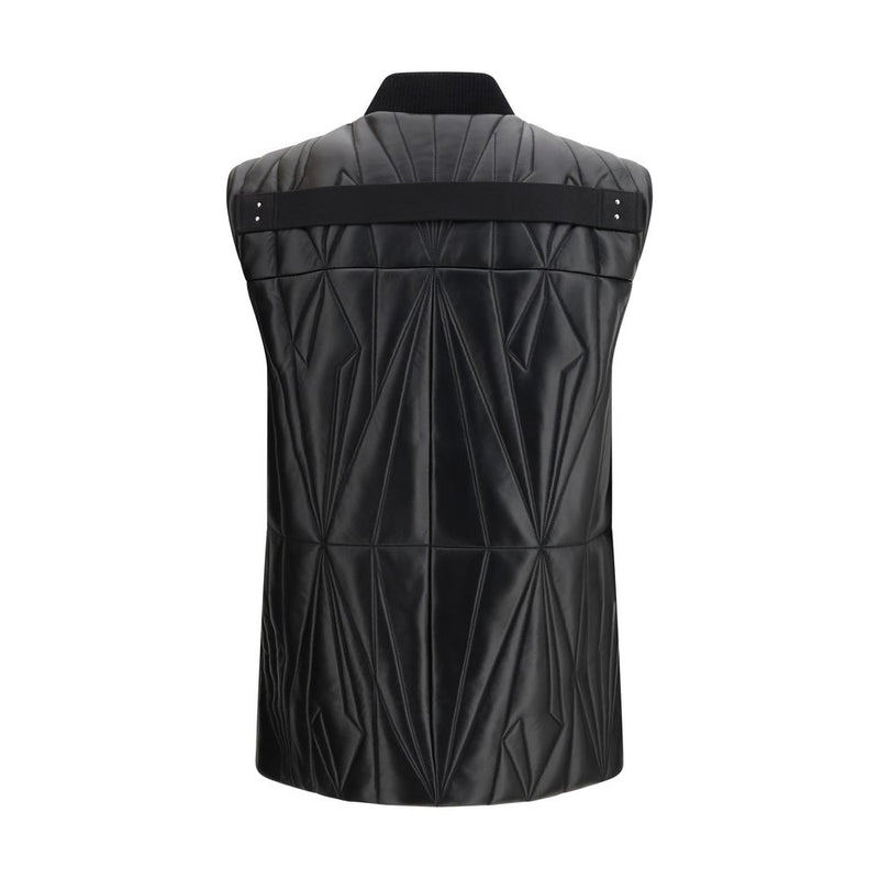 Moncler x Rick Owens Zwarte Lamsvacht Ovis Aries Aries Mouwloos Jack