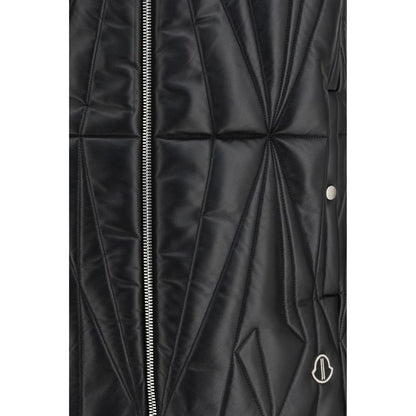 Moncler x Rick Owens Zwarte Lamsvacht Ovis Aries Aries Mouwloos Jack