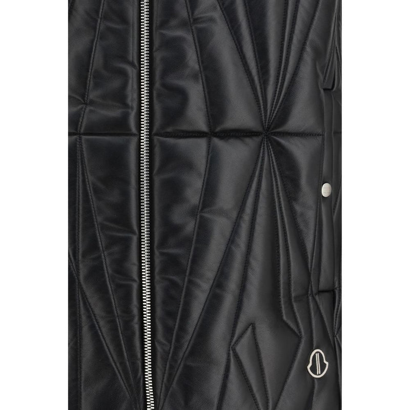 Moncler x Rick Owens Zwarte Lamsvacht Ovis Aries Aries Mouwloos Jack