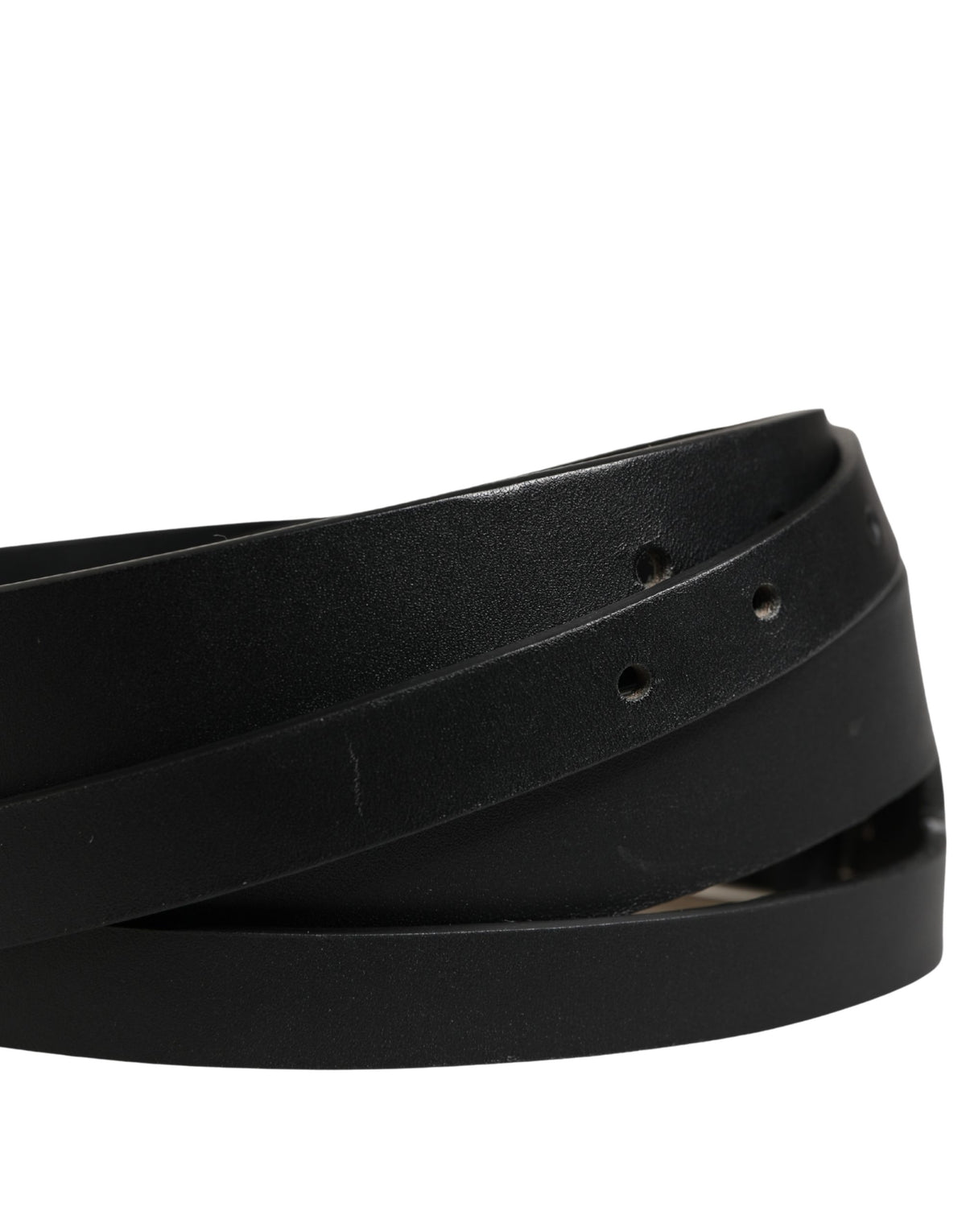 Ceinture Dolce &amp; Gabbana en cuir noir à double sangle et boucle argentée