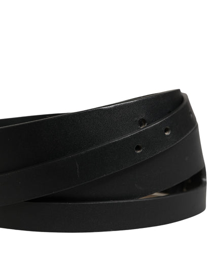 Ceinture Dolce &amp; Gabbana en cuir noir à double sangle et boucle argentée