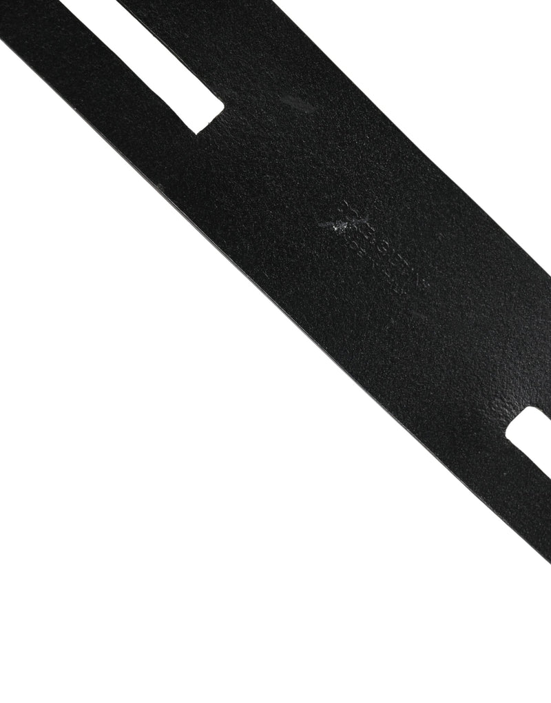 Dolce & Gabbana Black Double Strap Leather Silver Buckle Belt